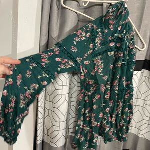 Small long sleeve button neck modest shirt